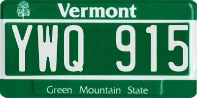 VT license plate YWQ915