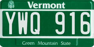 VT license plate YWQ916