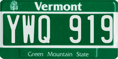 VT license plate YWQ919