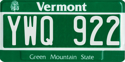 VT license plate YWQ922