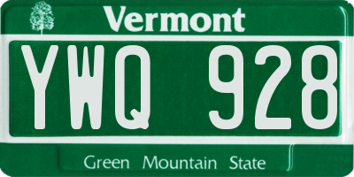 VT license plate YWQ928