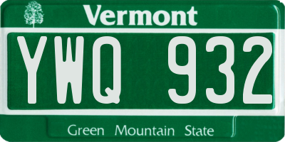 VT license plate YWQ932