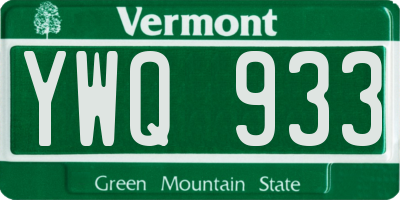 VT license plate YWQ933