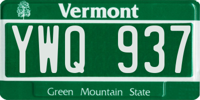 VT license plate YWQ937