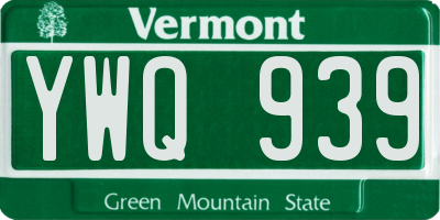 VT license plate YWQ939