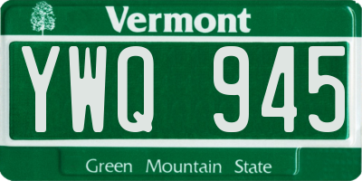 VT license plate YWQ945