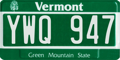 VT license plate YWQ947