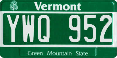 VT license plate YWQ952