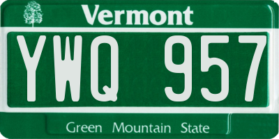 VT license plate YWQ957