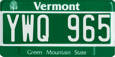 VT license plate YWQ965
