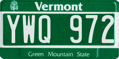 VT license plate YWQ972
