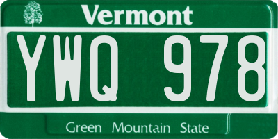 VT license plate YWQ978