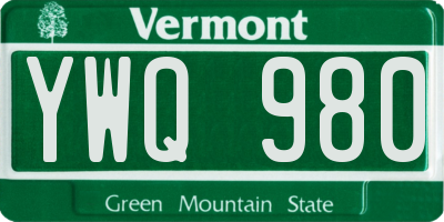 VT license plate YWQ980