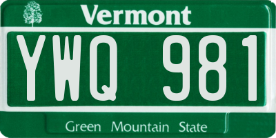 VT license plate YWQ981