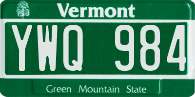 VT license plate YWQ984