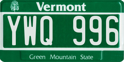 VT license plate YWQ996