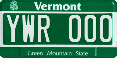 VT license plate YWR000
