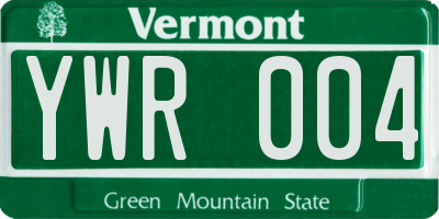 VT license plate YWR004