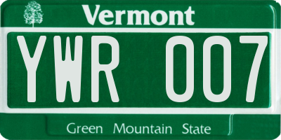 VT license plate YWR007