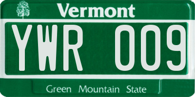 VT license plate YWR009