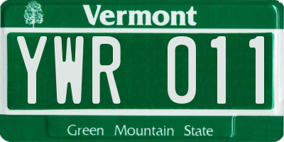 VT license plate YWR011