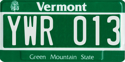 VT license plate YWR013