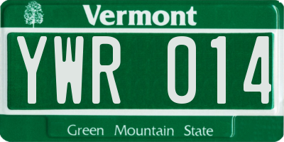VT license plate YWR014