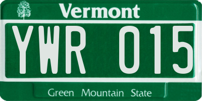 VT license plate YWR015