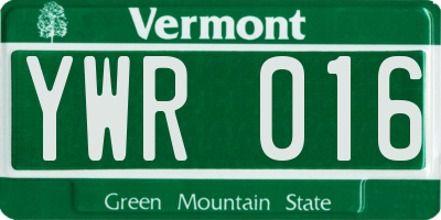 VT license plate YWR016