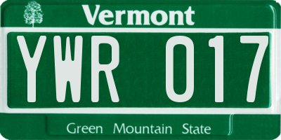 VT license plate YWR017