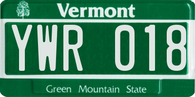 VT license plate YWR018
