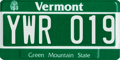 VT license plate YWR019