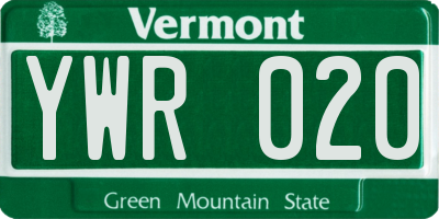 VT license plate YWR020