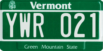 VT license plate YWR021
