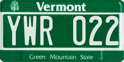 VT license plate YWR022