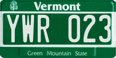 VT license plate YWR023