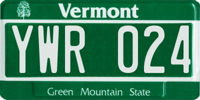 VT license plate YWR024