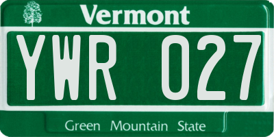 VT license plate YWR027