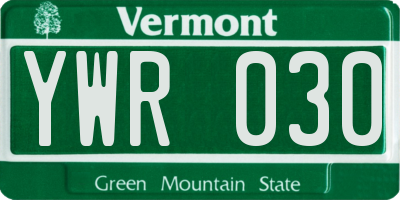 VT license plate YWR030
