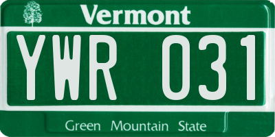 VT license plate YWR031