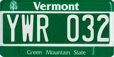 VT license plate YWR032