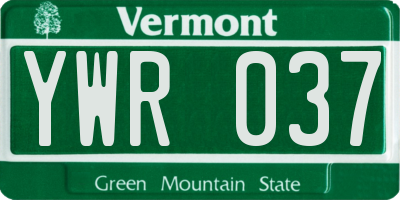 VT license plate YWR037