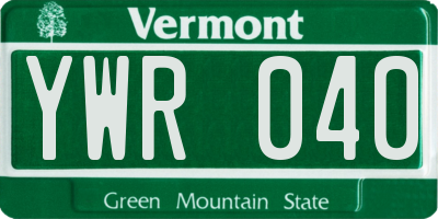 VT license plate YWR040
