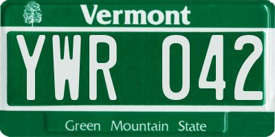 VT license plate YWR042