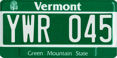 VT license plate YWR045