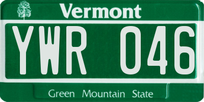 VT license plate YWR046