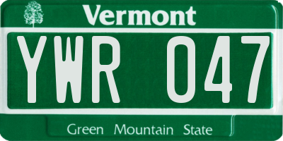 VT license plate YWR047