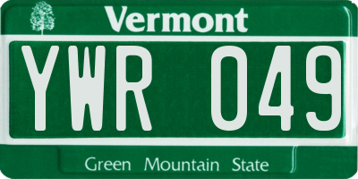 VT license plate YWR049