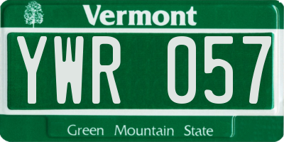 VT license plate YWR057