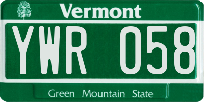 VT license plate YWR058
